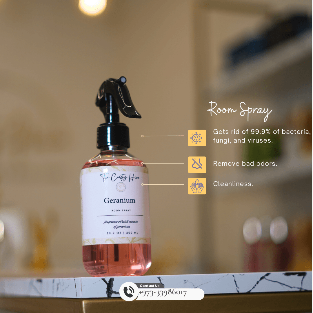 ROOM SPRAY: Geranium - Crafty Hive- Perfumes & Skincare