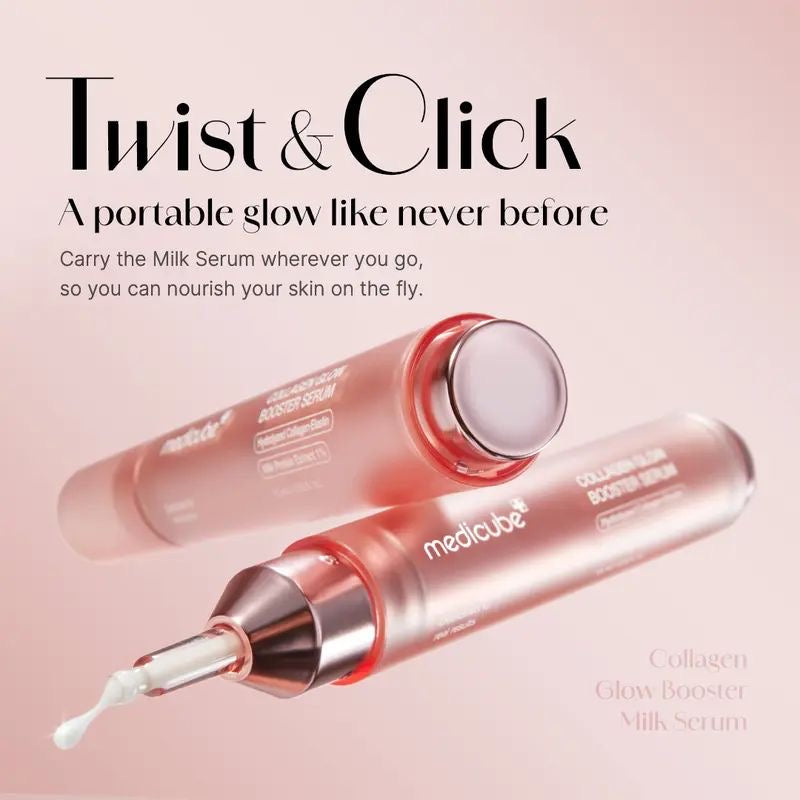 Medicube Collagen Glow Booster Milk Serum - Twist & Click - Radiance & Hydration with Niacinamide, Milk Protein Extract, Hydrolyzed Collagen - Illuminates & Firms Skin - Korean Skin Care