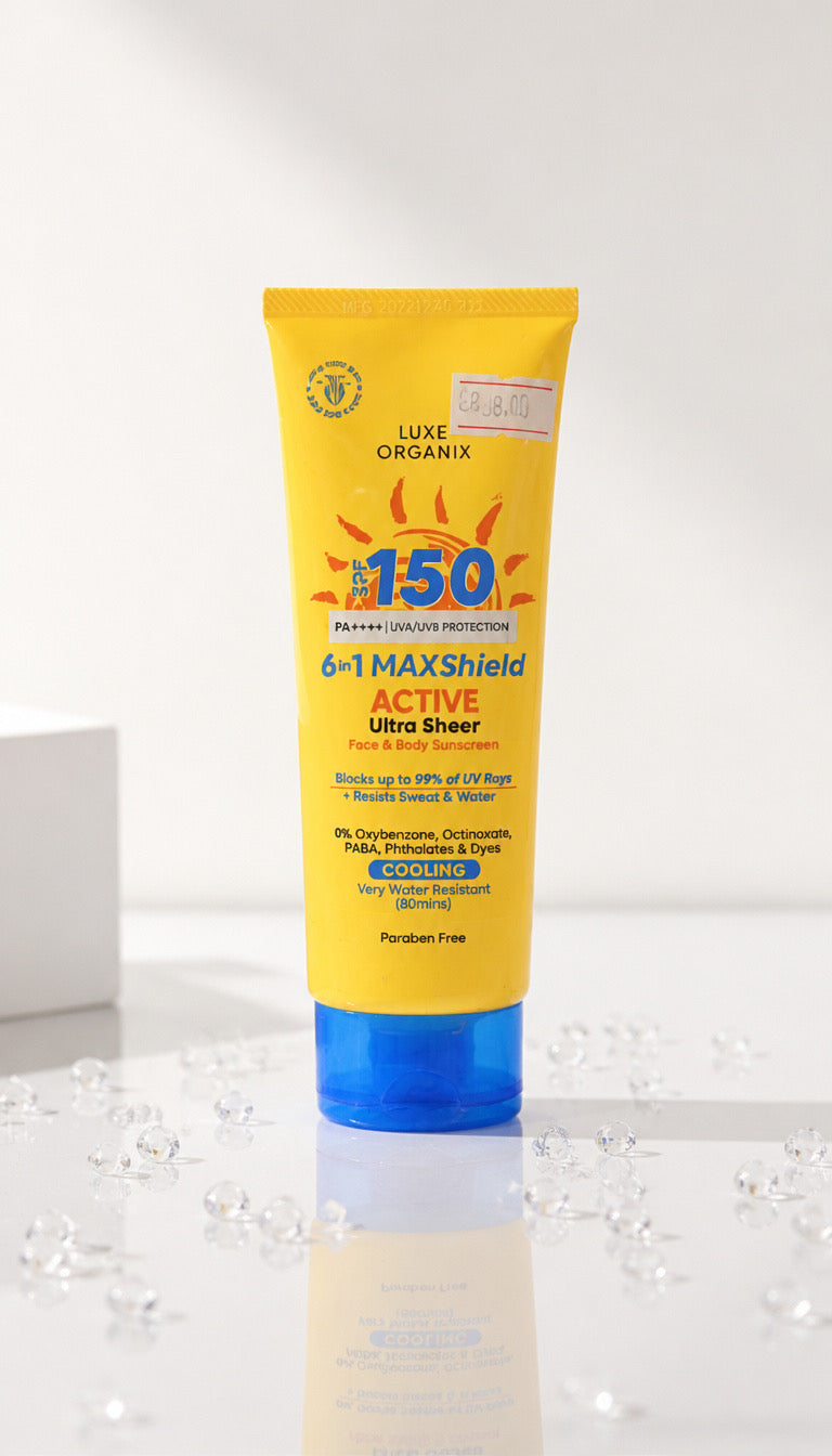 LUXE ORGANI: 6-in-1 MAXShield Active Ultra Sheer Face & Body Sunscreen — 100ml