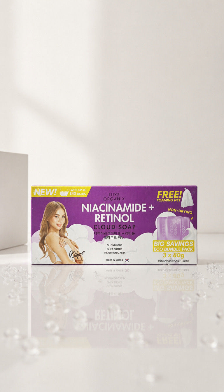 LUXE ORGANIX Niacinamide + Retinol Cloud Soap 3 × 80g