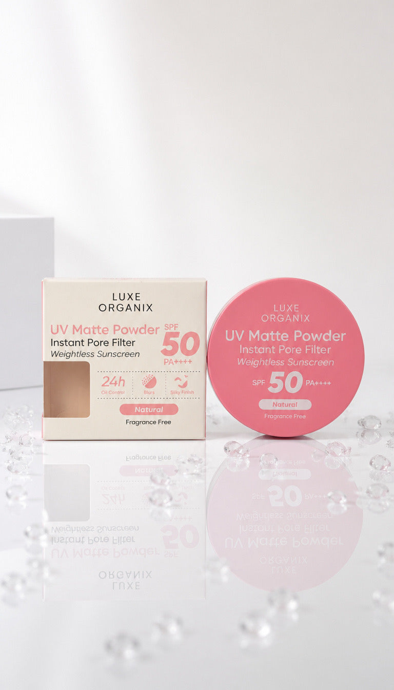 LUXE ORGANIX: UV Matte Powder Instant Pore Filter Weightless Sunscreen