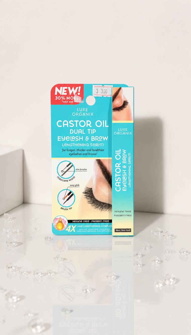 LUXE ORGANIX:  Castor Oil Dual Tip Eyelash & Brow Growth Serum