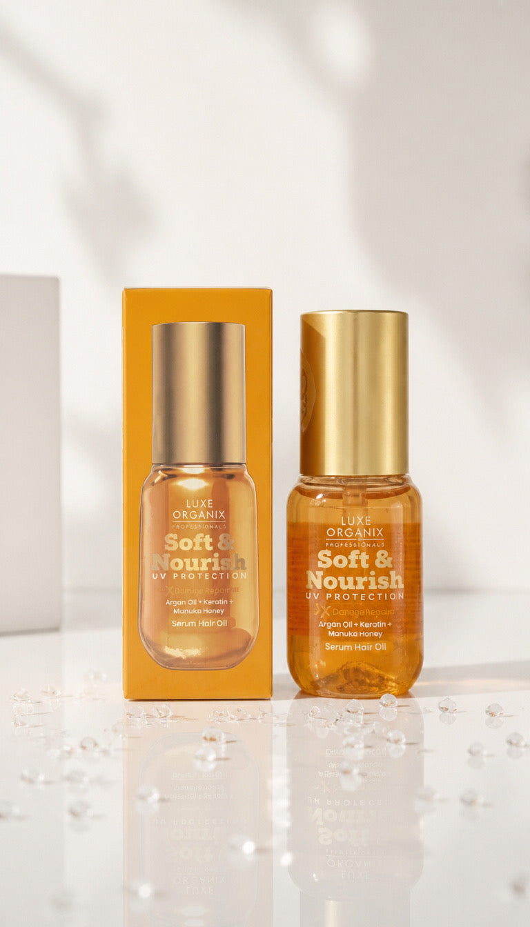 LUXE ORGANIX: Soft & Nourish UV Protection 3X Damage Repair Serum Hair Oil