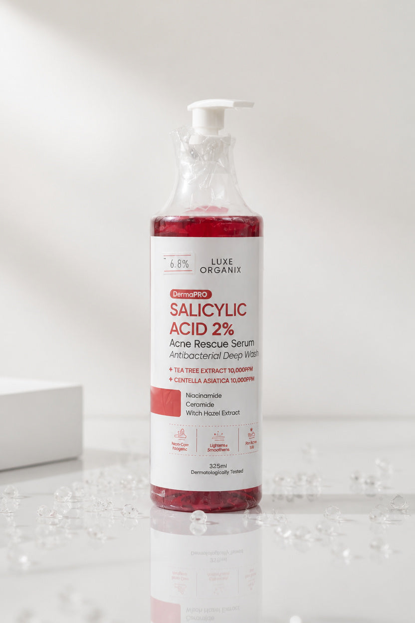 LUXE ORGANIX: DermaPro Salicylic Acid 2% Acne Rescue Serum Antibacterial Body Wash 500g